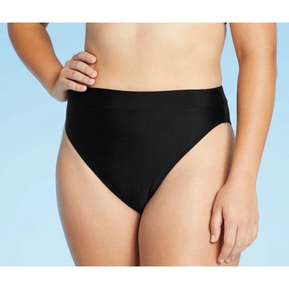 Xhilaration High Leg High Waist Cheeky Bikini Bottom Black Women’s 1X NWT - Picture 1 of 4